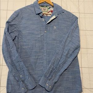 Original Penguin men’s dark chambray linen long sleeve button down
